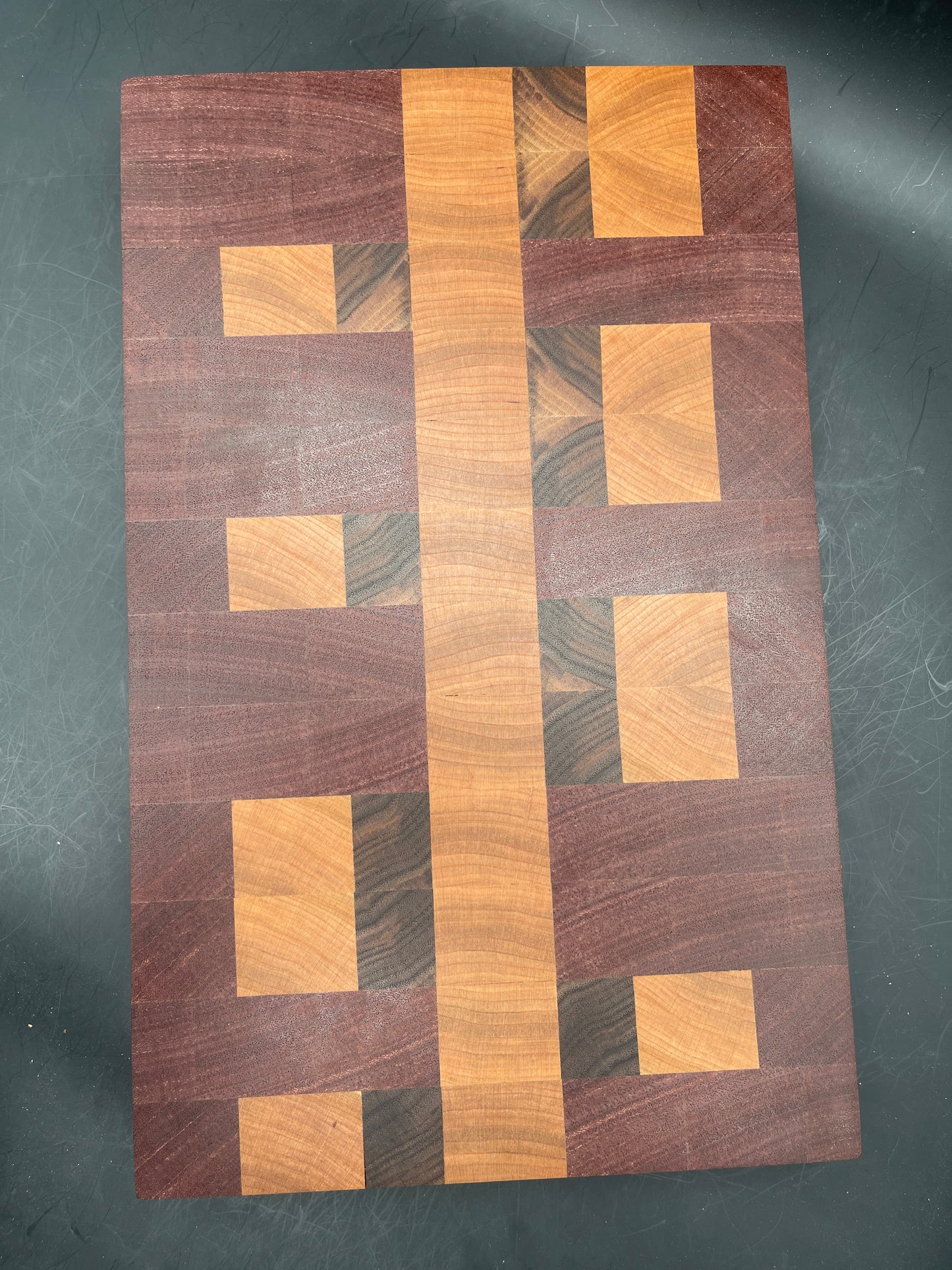 End Grain Cutting Board - Maple, Purple Heart, & Walnut 14.5"x9"